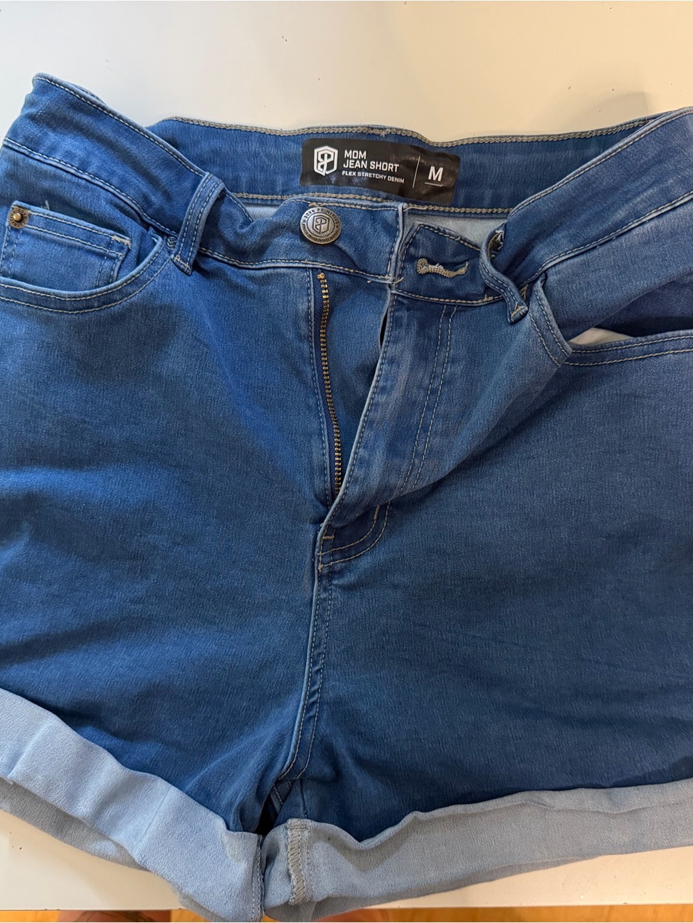 Born Primitive Flex Stretch Blue Mom Jean Shorts